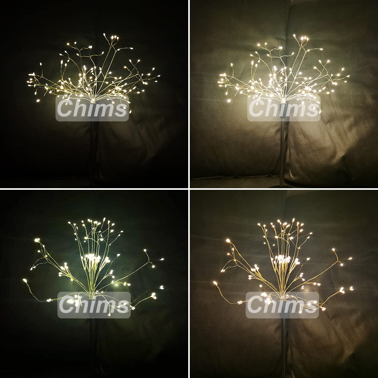 Chims Firework Centerpiece Lights,120 LED Fairy Light Banquet Table Centerpiece Lighting Decoration Star Pyrotechnics, Battery Operated Spirit Tree with Remote, for Dinner Indoor Christmas Party Decor