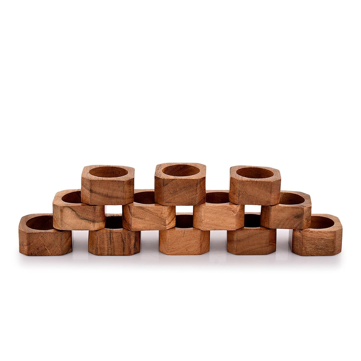 BHAVATU Napkin Ring Acacia Wood Napkin Rings Classic Everyday Use Thanksgiving, Christmas Napkin Rings Buckles,Festive Party Gift Farmhouse for Table Decorations (Set of 12, Brown)