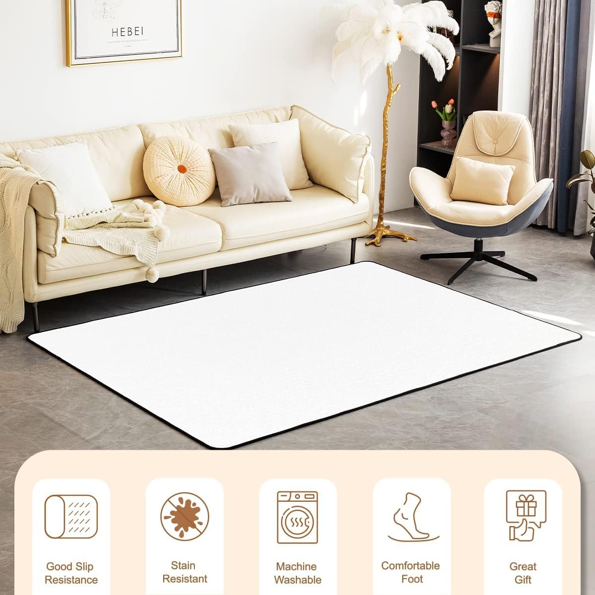 Erosebridal Gray Black Gold Carpet Grey White Striped Abstract Indoor Floor Mat 4'11" x 3'3" for Kids Adults Geometric Stripes Area Rug Modern Fashion Decorative Rug Room Decor