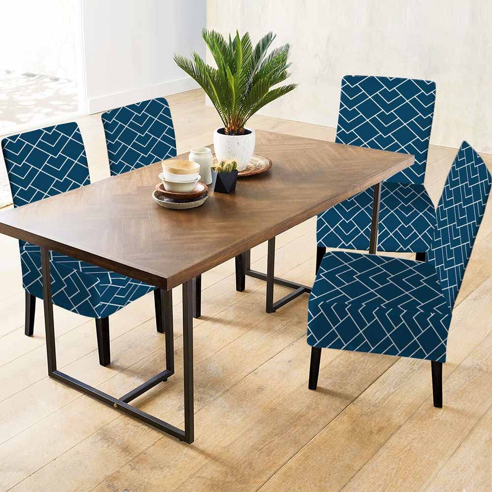 Numland 1 Pack Vertical Geometric Mosaic Dining Room Chair Covers Luxurious Classic Ornament Style Short Stretchable Polyester Removable Washable for home Restaurant Banquet