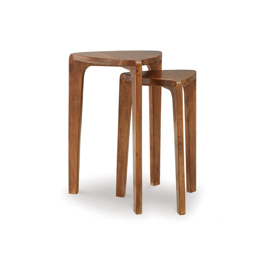 Signature Design by Ashley Brynnleigh Contemporary Nesting Accent Table, Set of 2, Light Brown