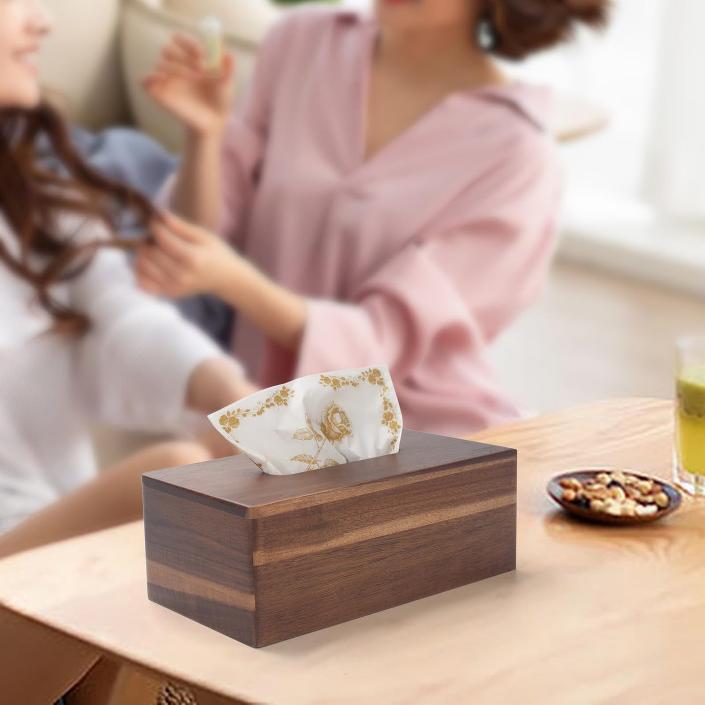 Tissue Box Cover Rectangle, Wood Tissue Box Holder, Wooden Facial Paper Holder for Bathroom, Bedroom, Dinner Table, Office (1 Pack, 9.8 x 5.5 x 3.7 inch)