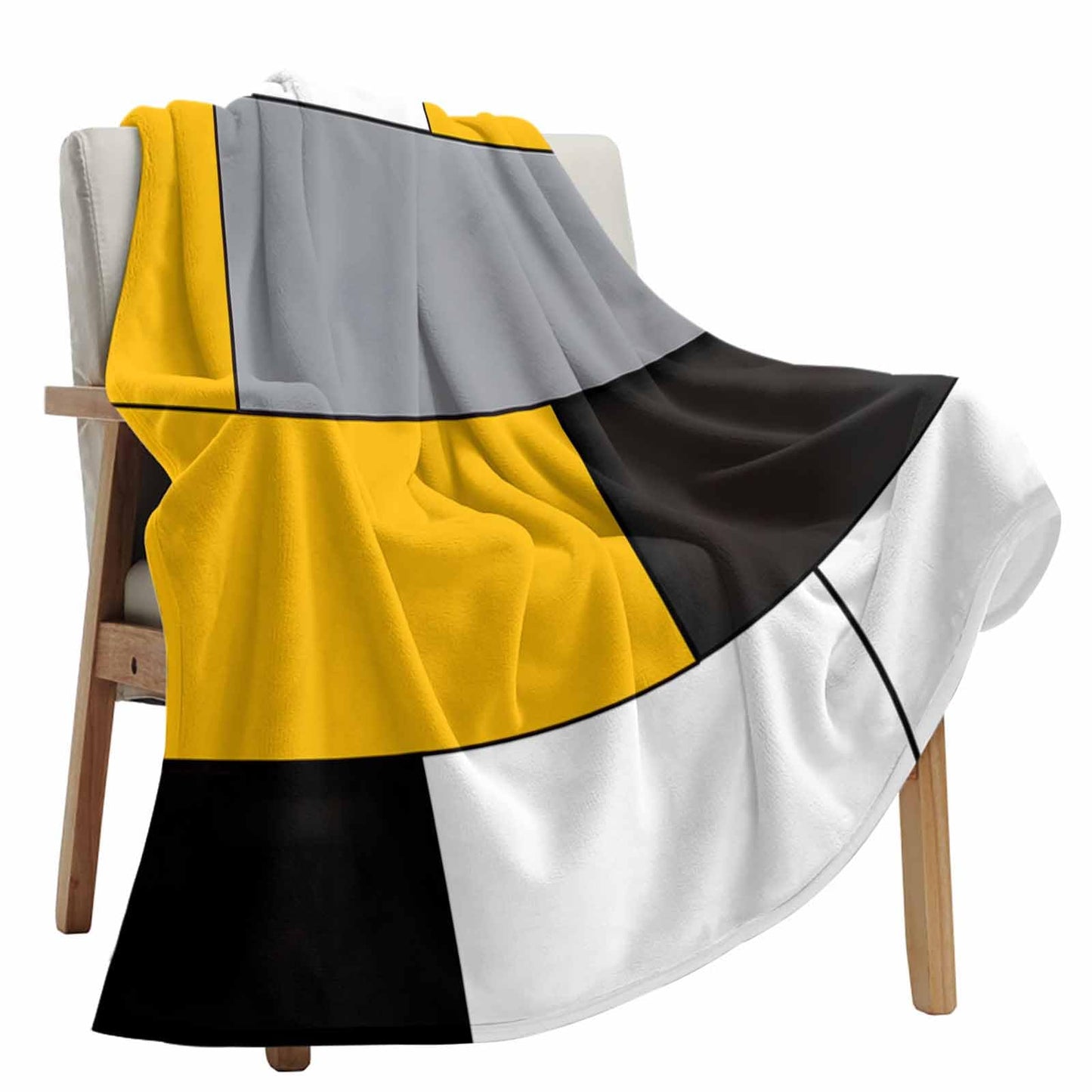 Flannel Throw Blanket Abstract Geometric Patchwork Art,Lightweight Soft Warm Fleece Blankets for Sofa Couch Bedroom,Yellow Black White Grey Cozy Fuzzy Microfiber Throws for All Seasons 30x40in