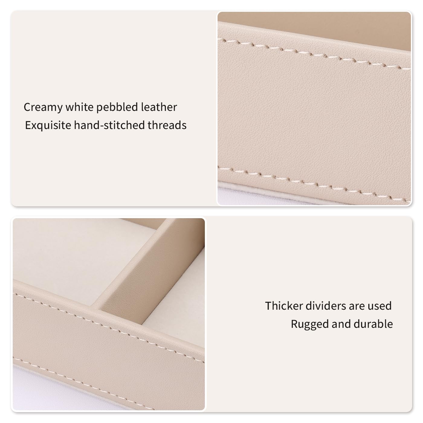 KINGFOM 4-Slot Leather Drawer Tray Desk Stationery Sundries Organizer Storage Box Pen Pencil Holder Case Container (Dark Beige)