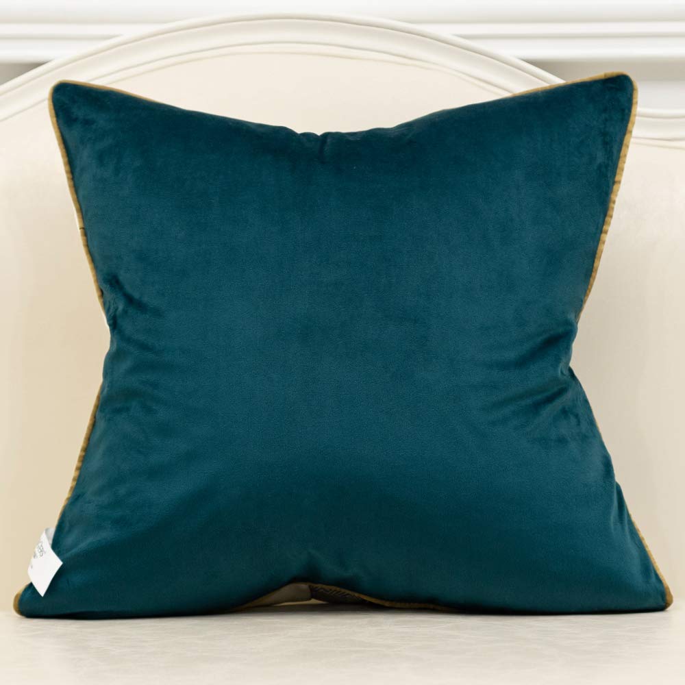 Avigers 20 x 20 Inches Teal White Gold Leather Striped Patchwork Velvet Cushion Case Luxury Modern Throw Pillow Cover Decorative Pillow for Couch Living Room Bedroom Car