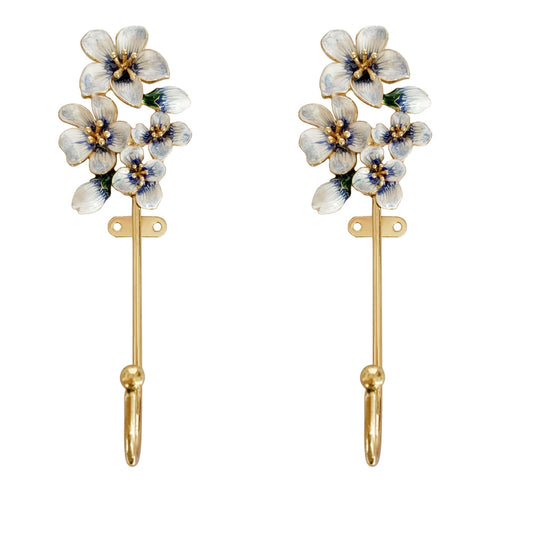 Pasiir 2 Pack Decorative Wall Hooks, Vintage Flower Shaped Metal Wall Hook for Hanging Coats Clothes Keys Hats Towels