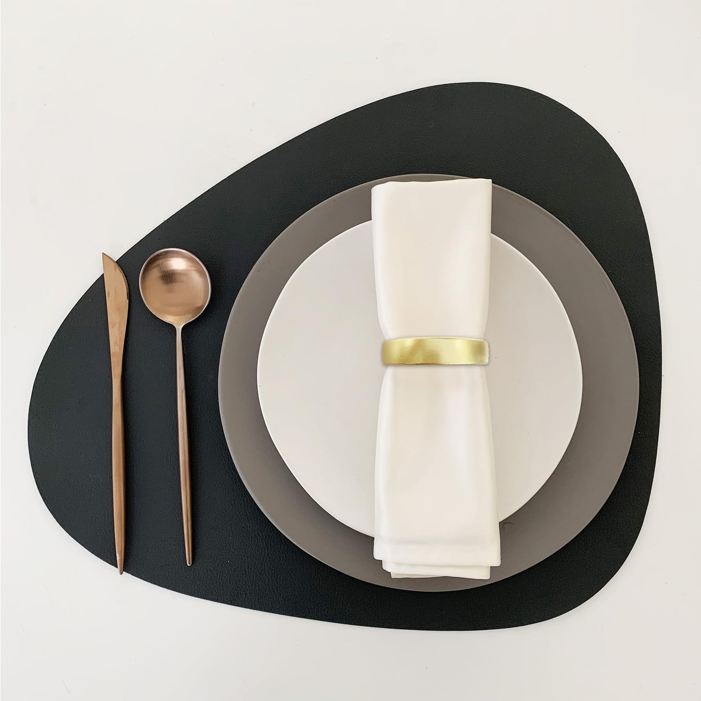 Cuff Brushed Gold Napkin Rings Set of 4, Modernist Napkin Ring Holder for Wedding, Banquet, Metallic Adornment for Table Settings, Glossy Serviette Buckles Decor (Semicircle)