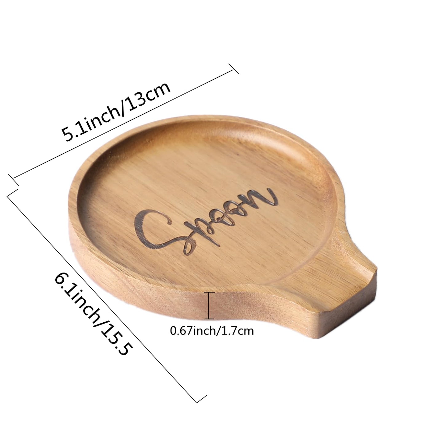 Set of 2 Wood Spoon Rest for Stove Top - Smooth Acacia Wood Spoon Holder for Kitchen Counter with Non Slip Silicone Feet,Perfect Holder for,Spatulas Tongs and Spoons, Brown (Labeled "Spoon")