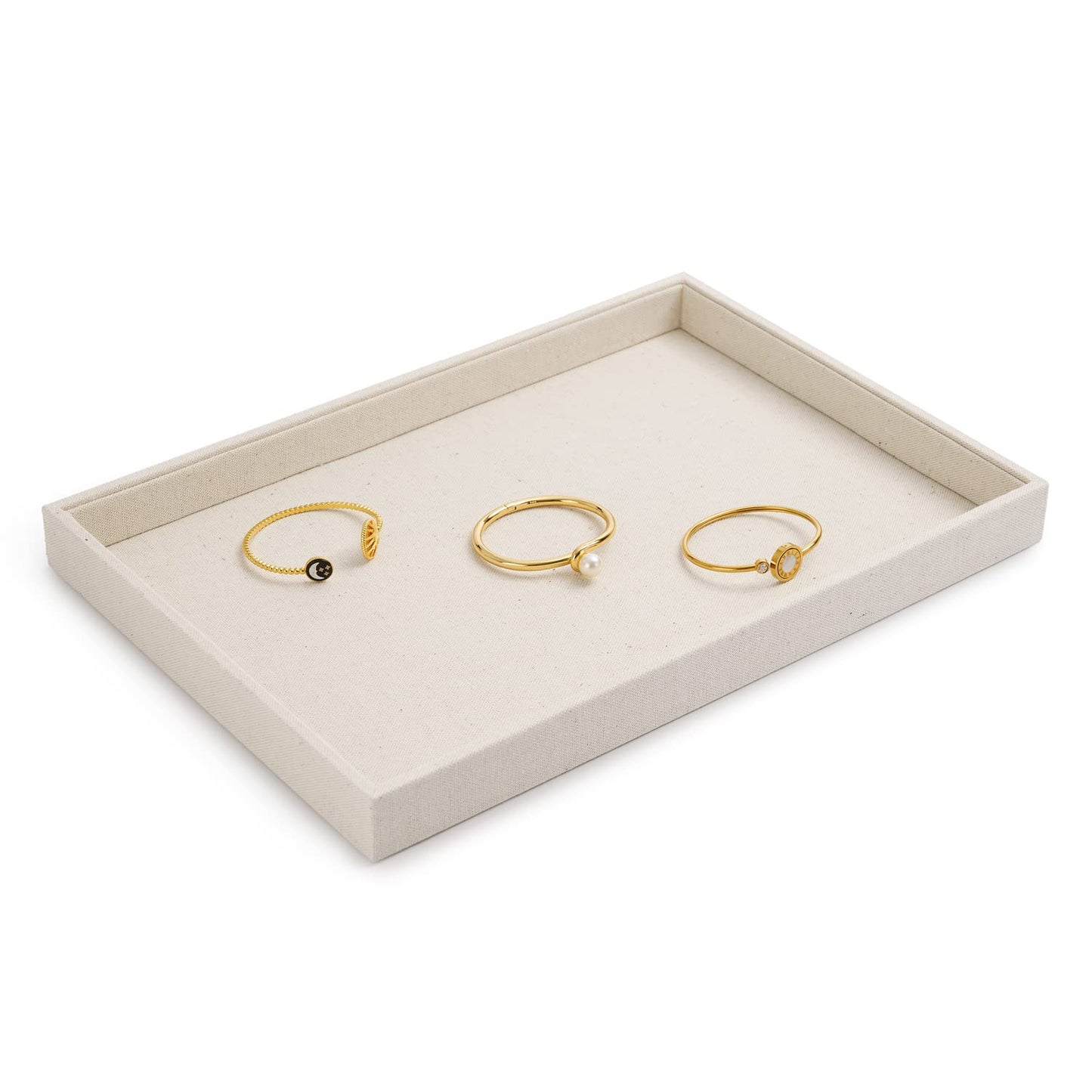 Oirlv linen Jewelry Display Trays Stackable Necklace Bracelet Ring Showcase Display Empty Plate(Pack of 1)