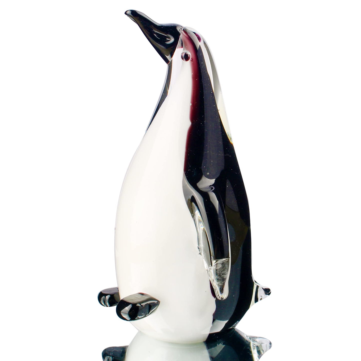 Quligeta Hophen Glass Penguin Figurine Handmade Blown Art Crystal Penguin Sculpture Animal Statue Collectable Desk Decoration Ornaments (White and Black)