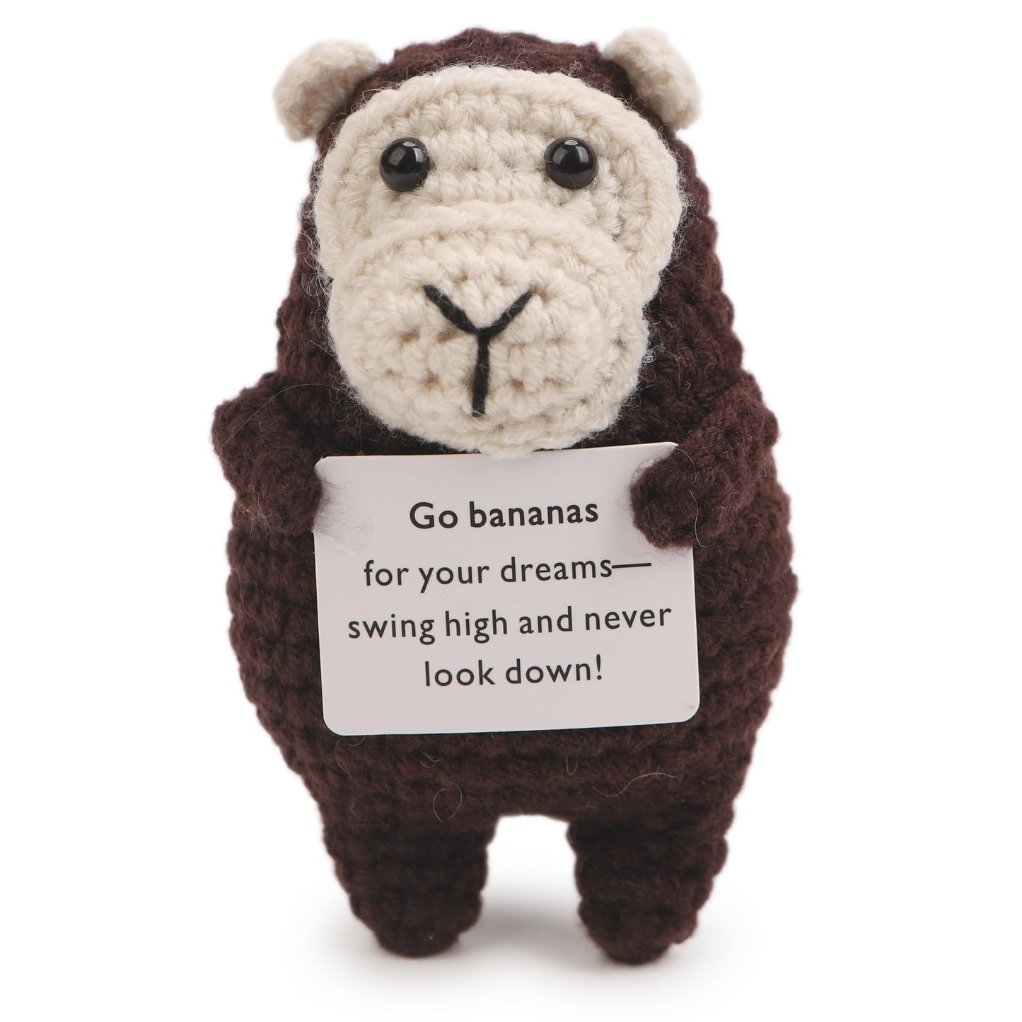 Solarfun Handmade Crochet Gorilla - Amigurumi Knitted Yarn Art with Inspirational Card, Eco-Friendly Handmade Gift for Home Office Decor,Teacher Appreciation & Coworker Gifts