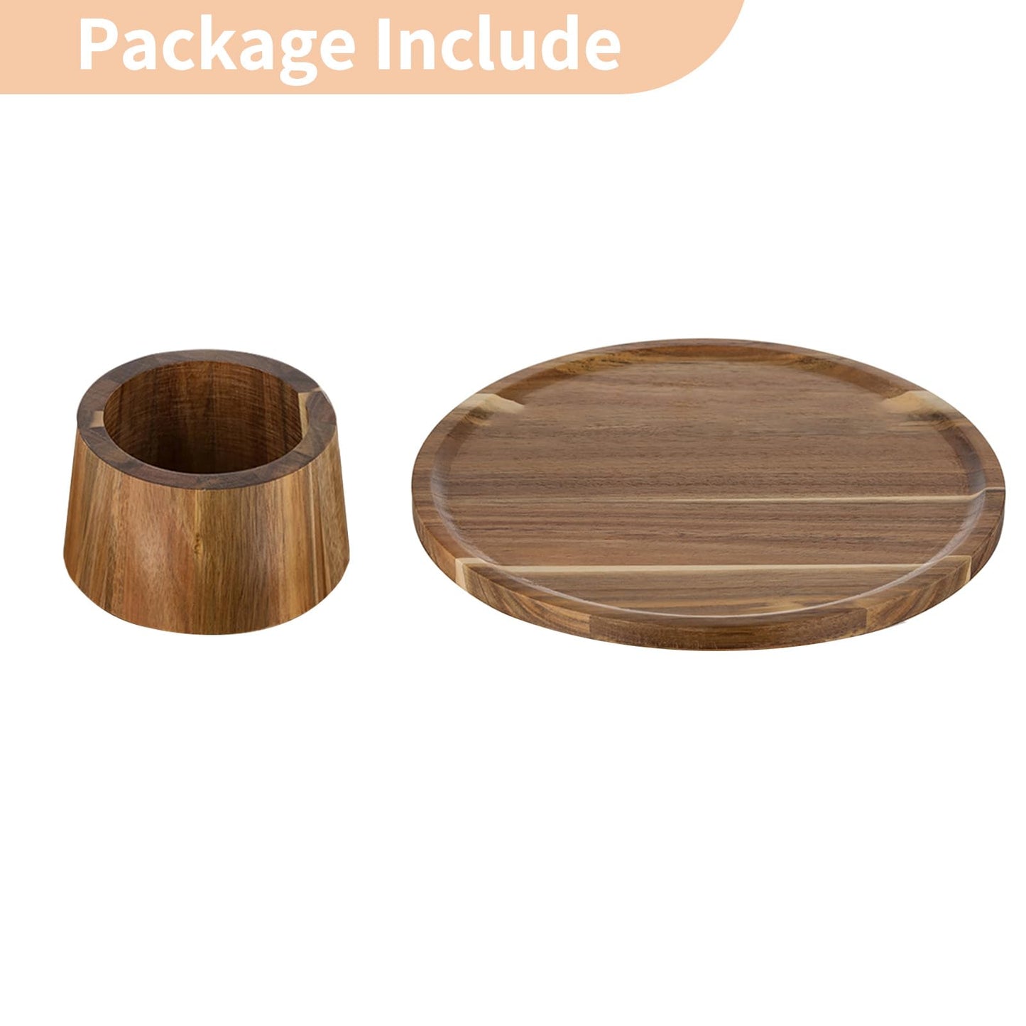 NUPTIO Wooden Rustic Cake Stand: 9.5" Round Cake Pedestal Holder 4 in 1 Vintage Cupcake Stand Serving Tray Dessert Display Plate for Wedding Halloween Christmas Easter Birthday Party - 8 Inch Cake