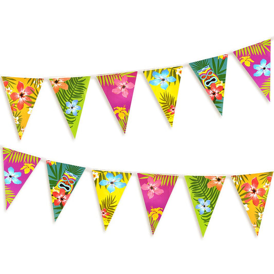 FEPITO 6 Pack Hawaiian Bunting Banner Luau Party Tropical Party Bunting Totally 18 Meters