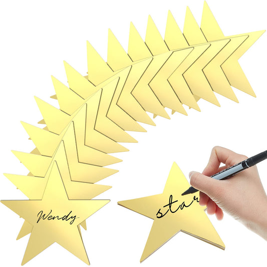 Leinuosen 80 Pieces Stars Cutouts Glitter Double Printed Paper Cardboard Stars Decorations for Bulletin Board Classroom Wall Graduation Party Supply, 6 Inches(Gold)