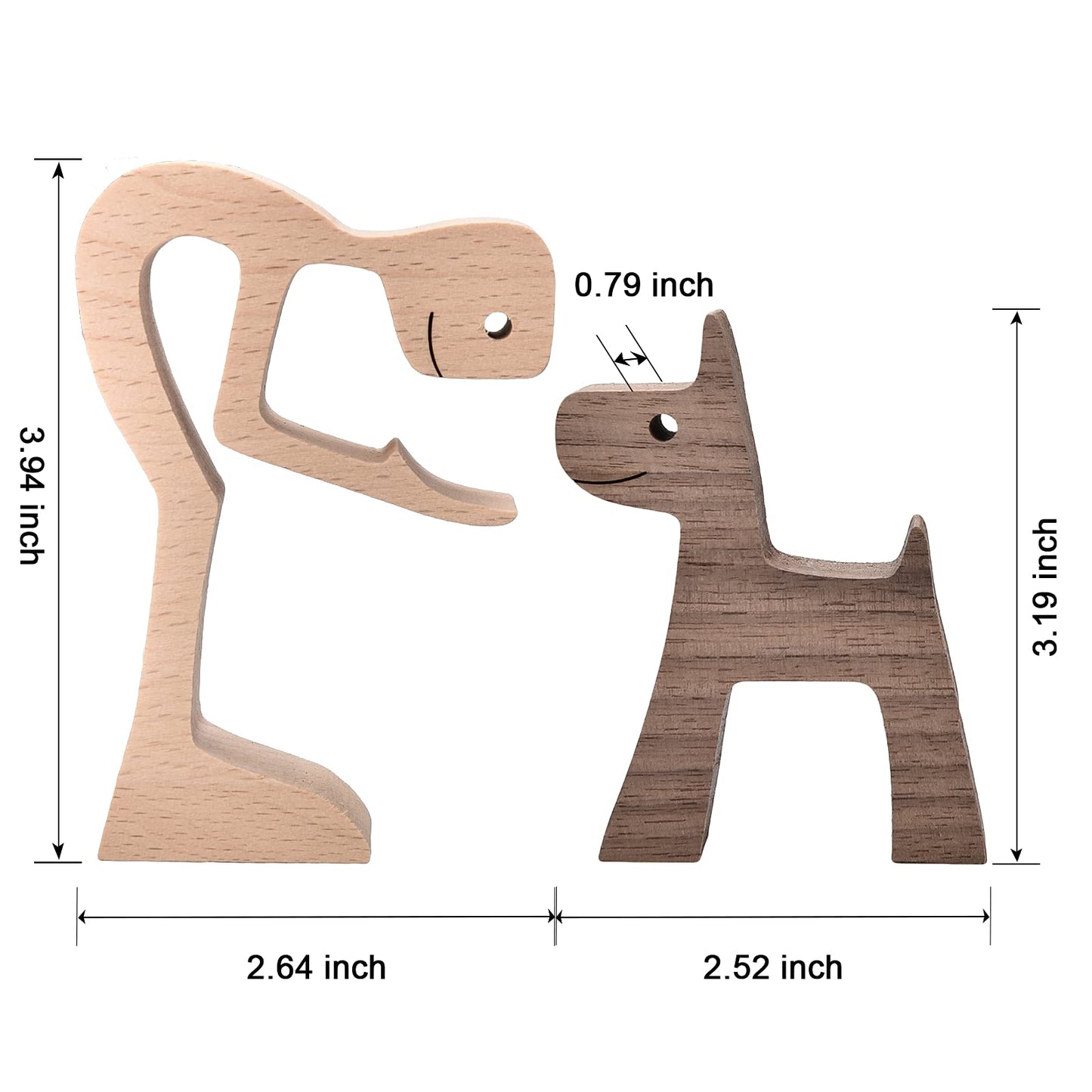KINGNOW Accent Decor Men and Dog Figura Decorativa Wooden Gift Home Accents