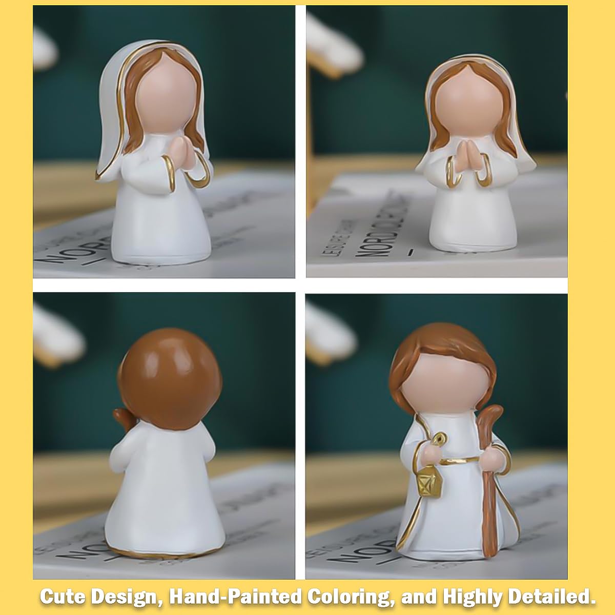 Akulgaci Christmas Nativity Set, 12 Pieces Mini Nativity Scene Figurines for Indoor Tabletop Xmas Decorations Christmas Figures (White)