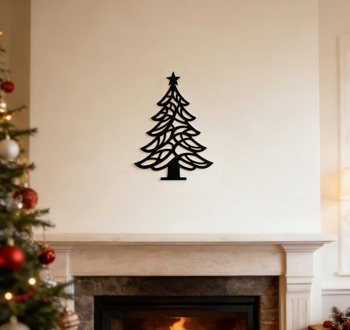 Metal Wall Art Christmas Tree: Black Metal Wall Tree, Minimalist Rustic Tree Decor for Living Room Bedroom Bathroom Dining Room Outside | Housewarming Gifts, Modern Farmhouse Decor Deals, Year Round