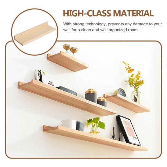 jojofuny Wooden Wall Mounted Shelf 40x14cm Entryway Accessory Sundries Storage Rack Floating Wall Shelf for Living Room Home Organization
