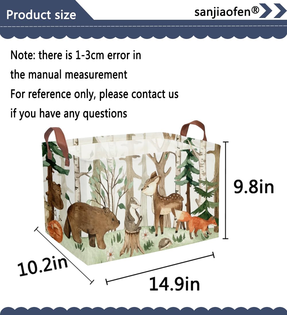 Sanjiaofeng Rectangular Kids Basket Animal Storage Bins,Woodland Storage Baskets with Handles.Clothers,Toys,Books,Kid's Gifts Storage. (Tree animal)