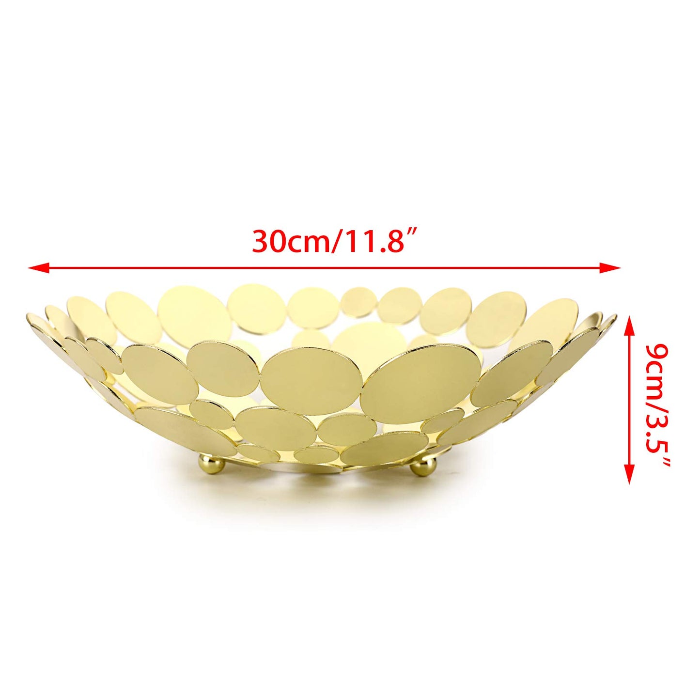 OwnMy Metal Fruit Bowl Basket Creative Table Centerpiece Fruit Stand Decorative Countertop Fruit Holder for Kitchen Counter, Iron Large Fruit Plate Round Storage Tray for Bread Snacks Candy (Golden)