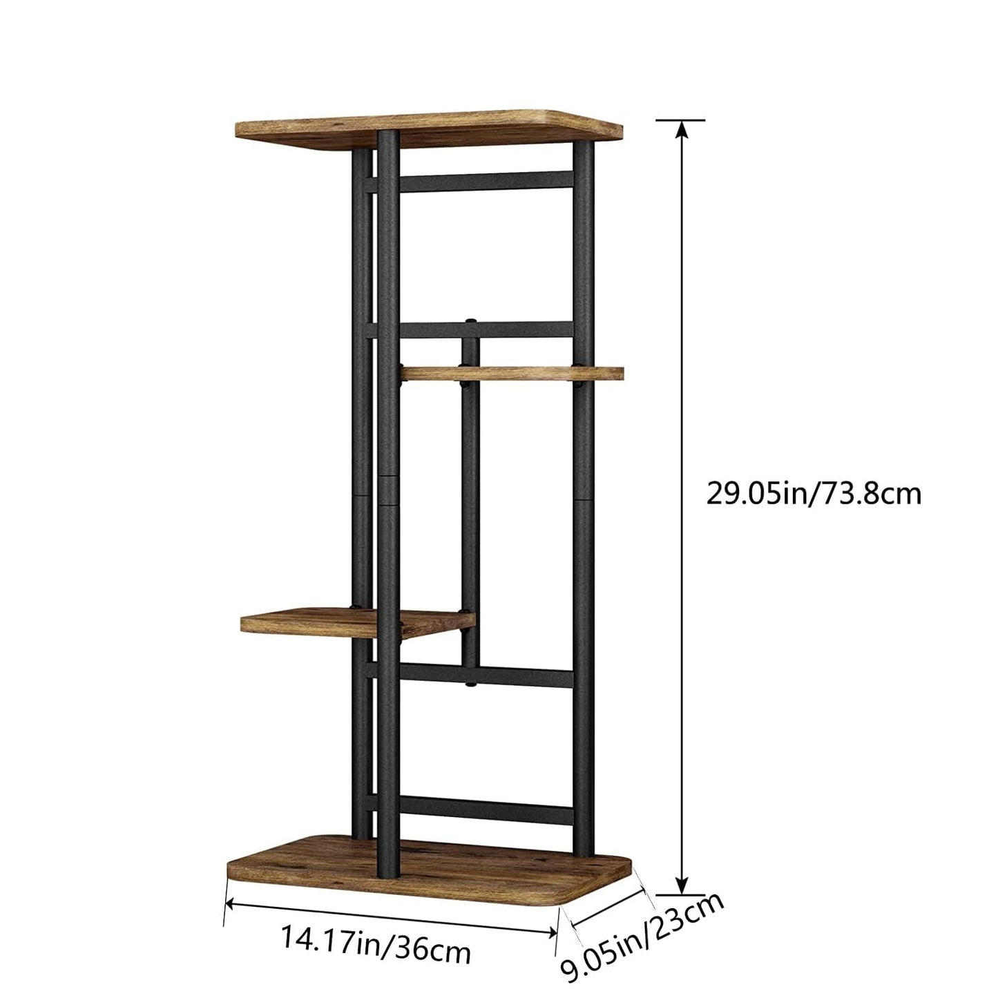 LINZINAR Plant Stand Indoor 4 Tier 5 Potted Multiple Plant Shelf Stands for Garden Corner Balcony Living Room Black