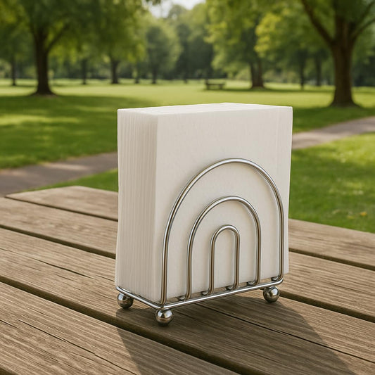 Paper Napkin Holder Tissue Dispenser for Kitchen Countertops, Dining Table, Picnic Table, Indoor & Outdoor Use, Chrome Finish (Classic)