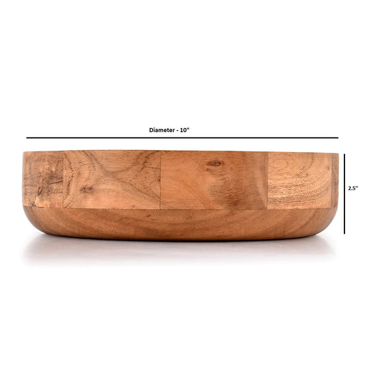 Kaizen Casa Wooden Round Shaped Serving Bowl for Fruit,Dessert Platter Tray Dish Kitchen Dining Fruit,Dessert,Snack