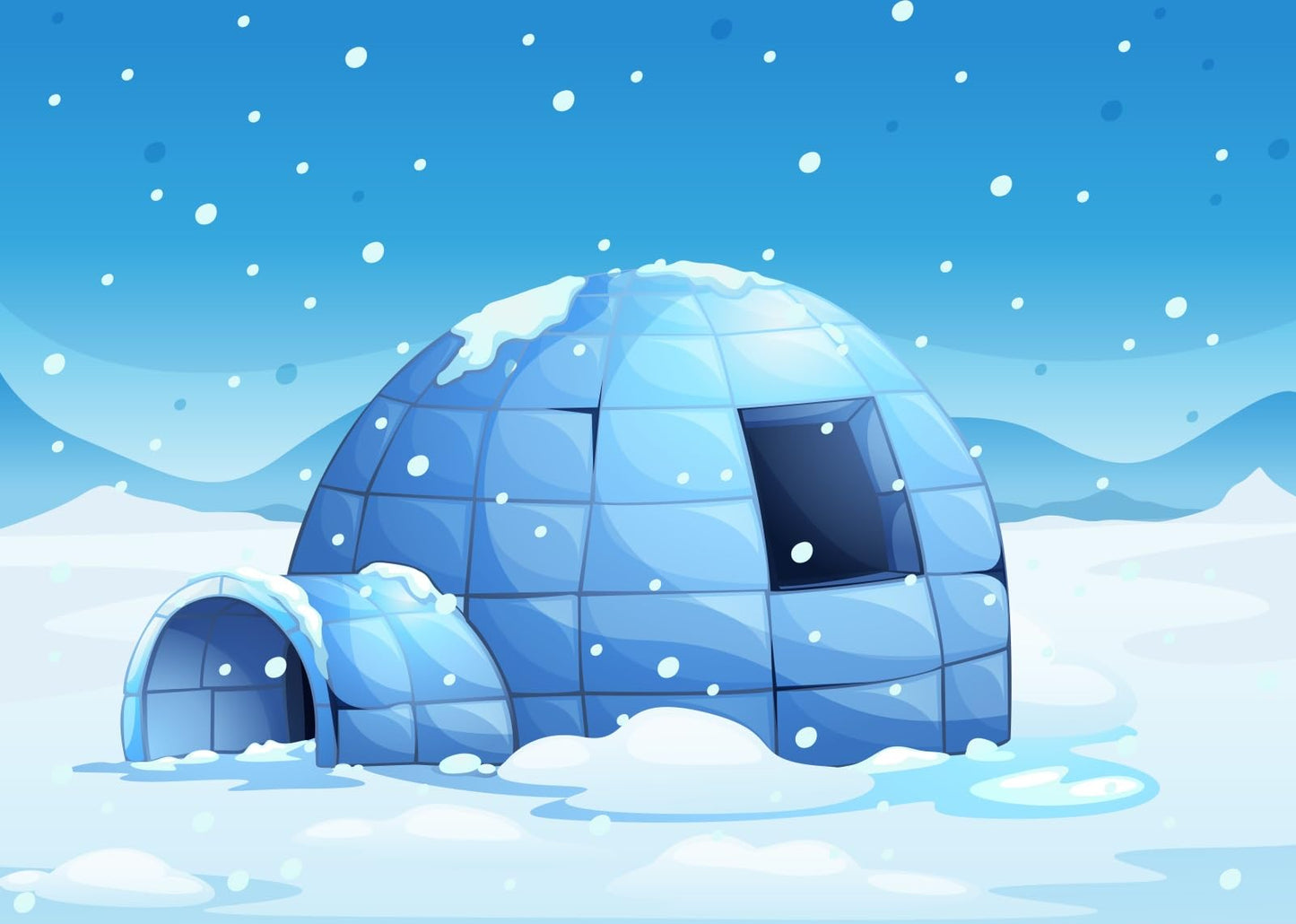 Loccor 5x3ft Fabric Cartoon Ice Igloo Backdrop Polar ICY Igloo Snowflakes White Winter Snowing Scene Background Winter Igloo Party Decorations Christmas Decor Photo Studio Props