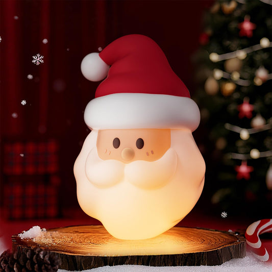 Christmas Night Light, Nursery Santa Squishy Light, Wireless Rechargeable Silicone Night Light ,Table Bedside Lamp, Kids Funny Christmas Gift, Touch-Activated Lamp，Xmas Bedroom living room Dorm Decor