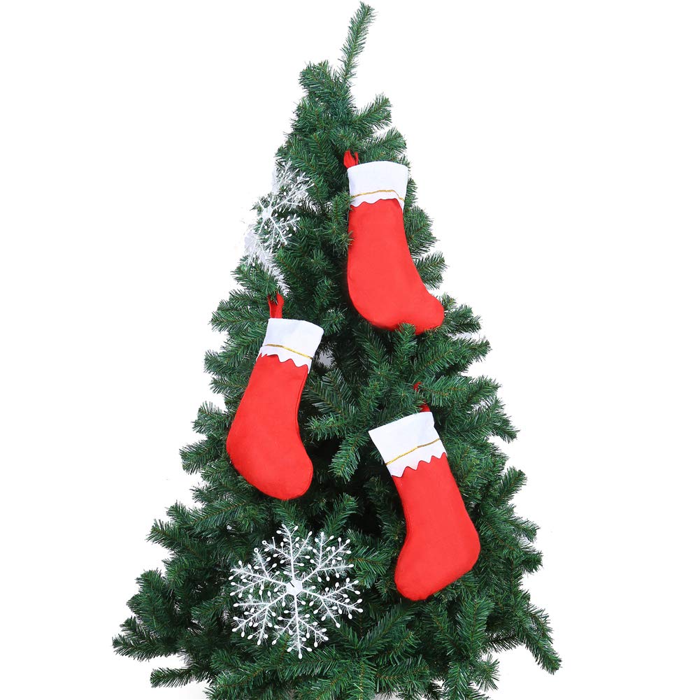 CCINEE 12pcs Red Felt Christmas Stockings 15" Party Favors Stockings for Xmas Decoration
