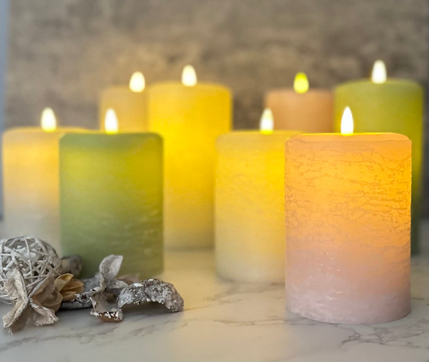 LumiPur Signature Natural Glow Flickering Flameless LED Wax Pillar Candle (3.5" x 7", Sage Green)
