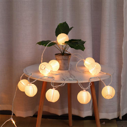 TIGOMOOV 10 White Nylon Lantern String Lights, 120V Plug in, 9.83FT White Wire, Waterproof Indoor Outdoor Hanging Fairy Lights for Patio, Garden, Bedroom, Wedding, Party and Christmas Holiday Decor