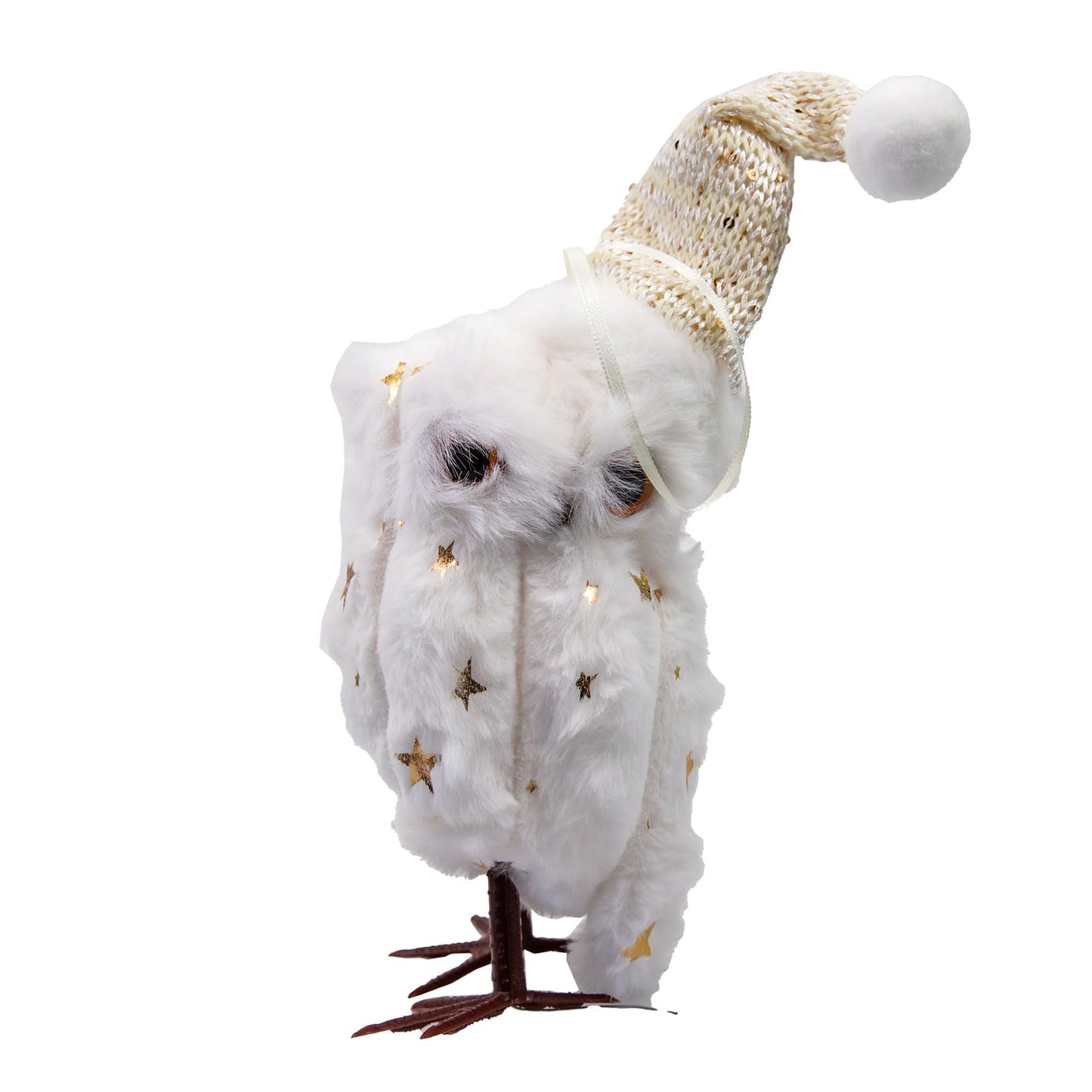 Cartanfill-Christmas Tree Owl Ornaments Set with Gold Star Topper, Plush Decorative Winter Birds, Pink Mint Brown White (A 2PC)