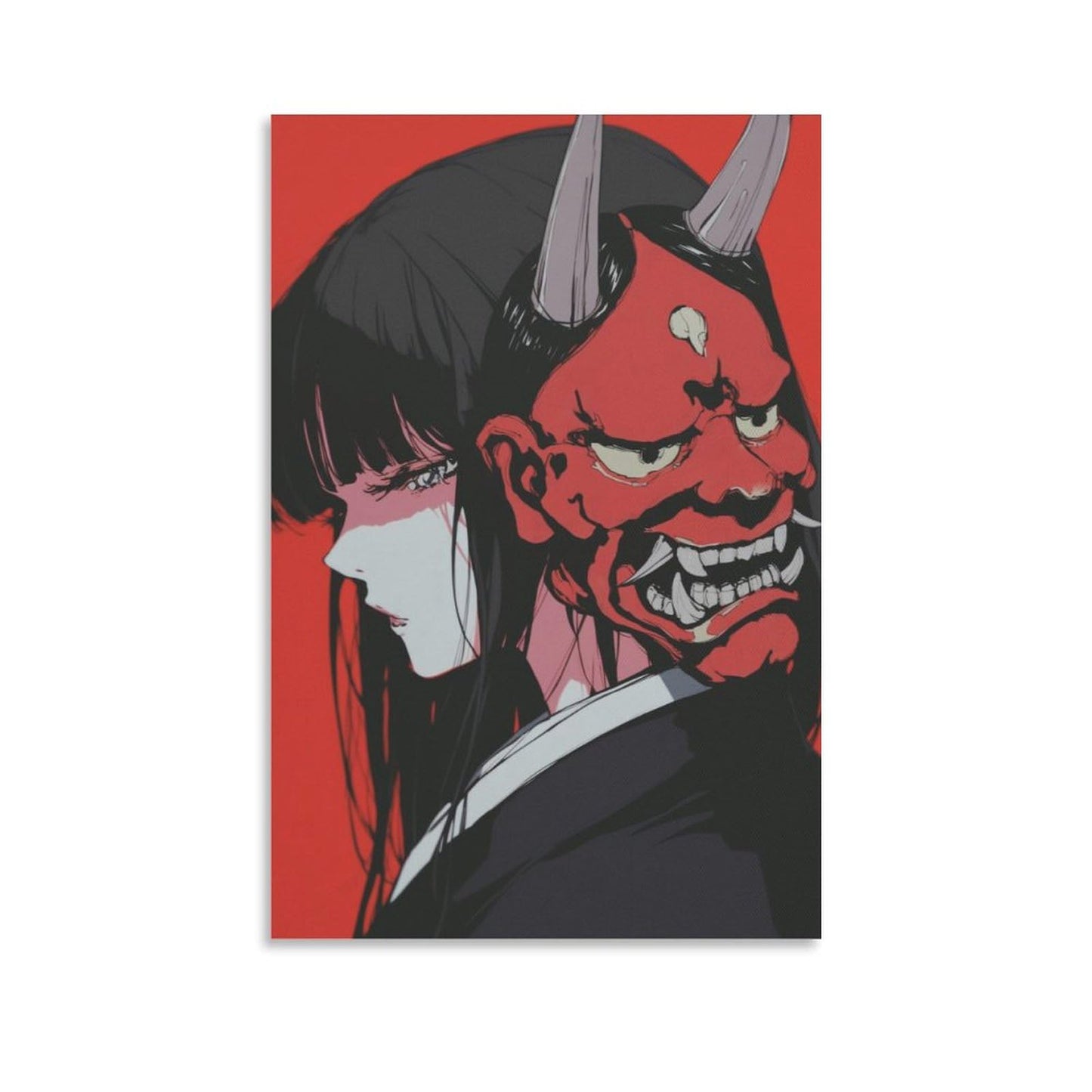 Japanese Female Samurai Anime Girl Poster Print Canvas Wall Art Pictures Home Decor for Living Room Hallway Bathroom Office Wall Decor 12x18inch(30x45cm)