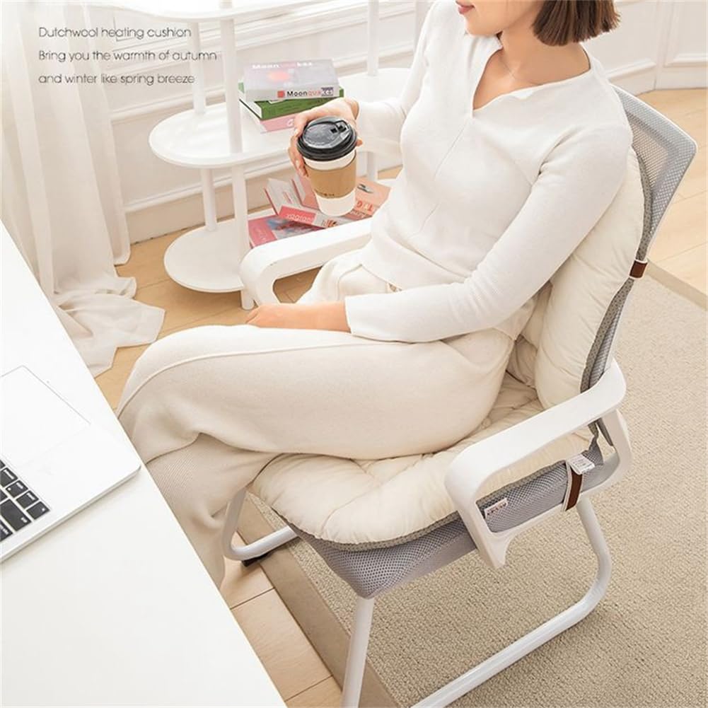 Gujuja Plush Chair Cushion with Ties - Soft Seat Pad Backrest for Dorm, Desk, Rocking Chairs (Light Gray)