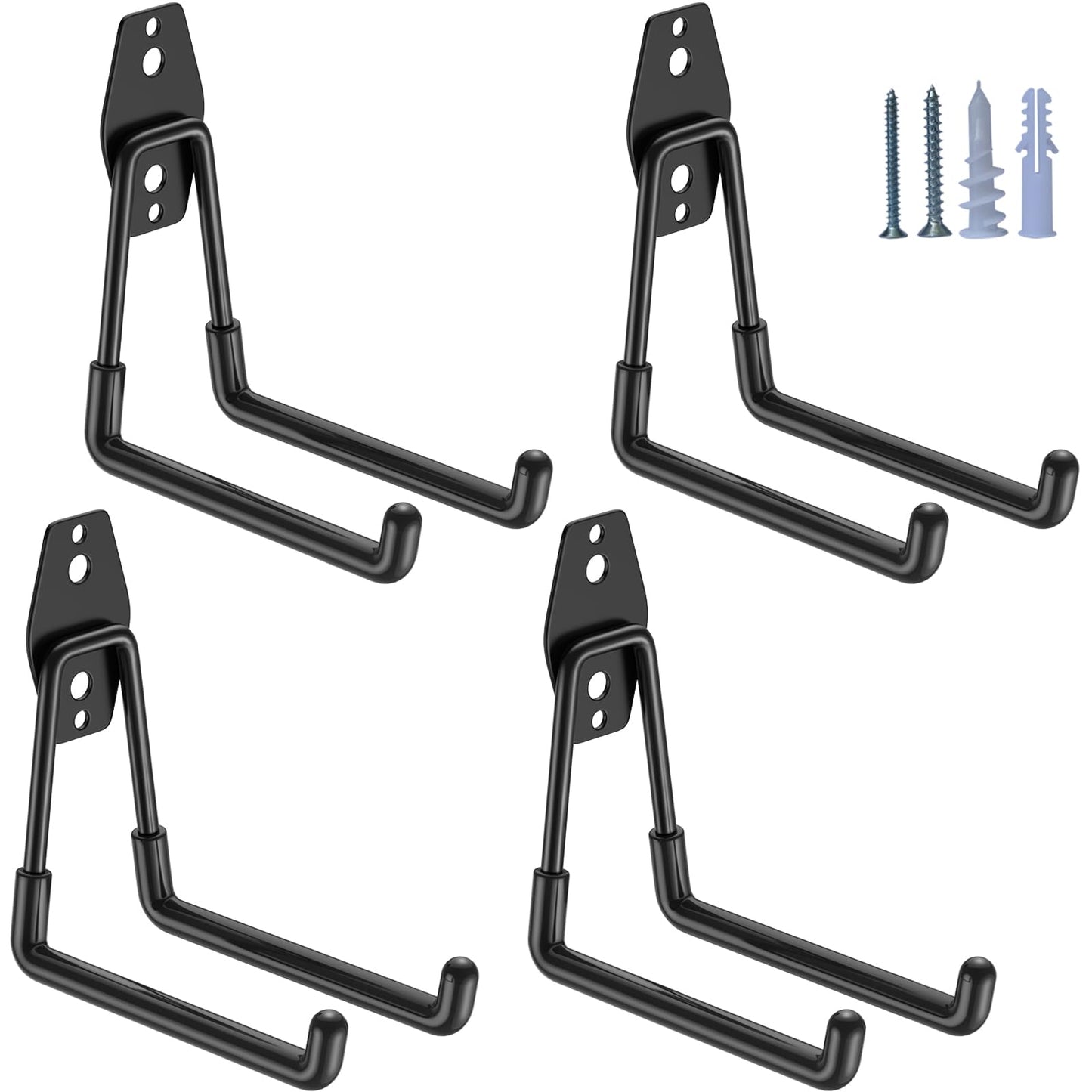 HUPBIPY Heavy Duty Garage Hooks 4 Pack, 5.1 inch Medium U Shaped Hanger, Wall Mounted Storage System, Power and Garden Tool Organizer, for Hanging Ladders, Hose, Bulk Items and More