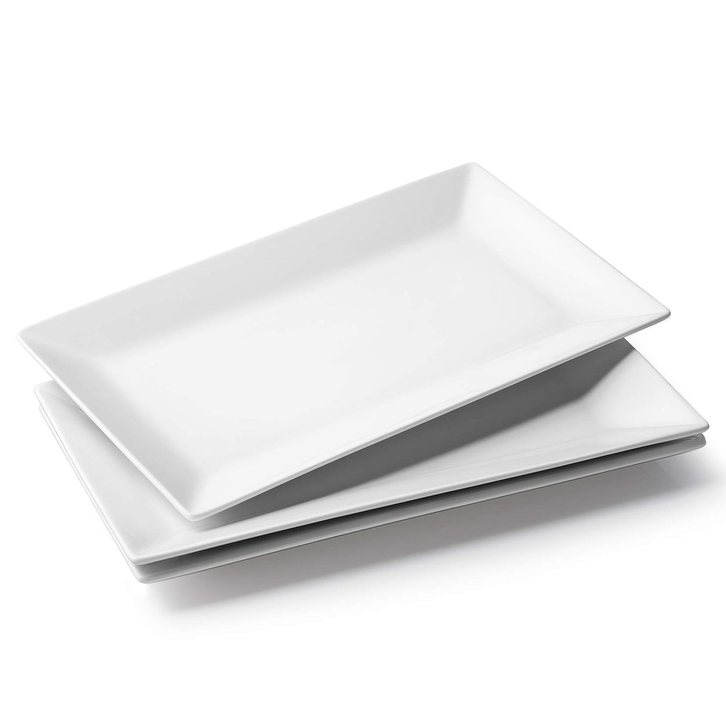 DOWAN 14" Serving Trays, Serving Platters, Ceramic Serving Platters and Trays, Rectangle Plates, Set of 3, for Weddings, Parties, Oven, Microwave, Dishwasher, Heat Resistant, Easy to Clean, White