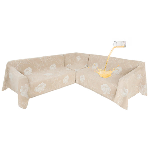 SYJOVIA 1OO% Waterproof Sectional Couch Covers for Dogs L Shaped Corner Sofa Cover Washable Chenille Sofa Slipcovers Blanket Modern Jacquard Pet Furniture Protector (91"x252", Beige Flower)