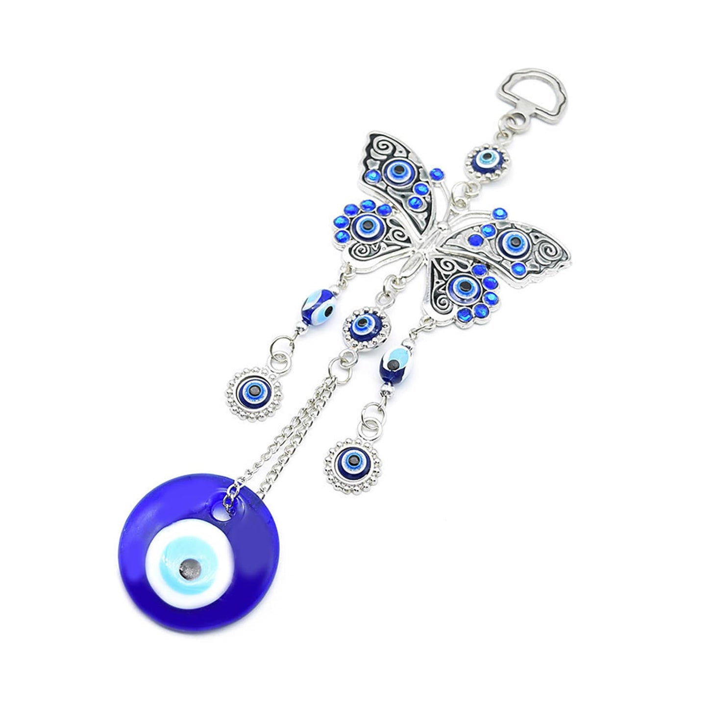 Blue Evil Eye Hanging Decoration Nazar Amulet Wall Hanging Home Protection and Blessing Decor (Butterfly-A)