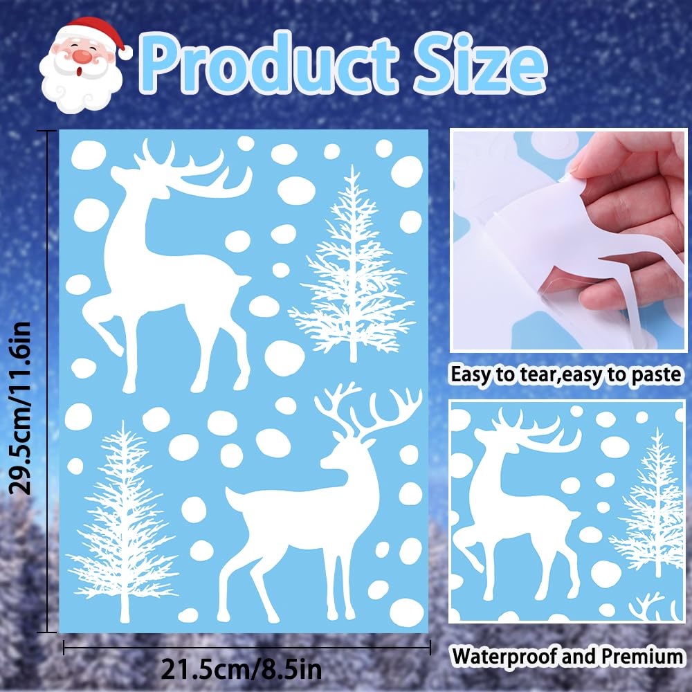 DIYDEC 8 Sheets Christmas Window Clings Snowy Christmas Forest Trees Window Decals Double-Sided Winter Window Stickers Decorations for Xmas Holiday Home Party Glass