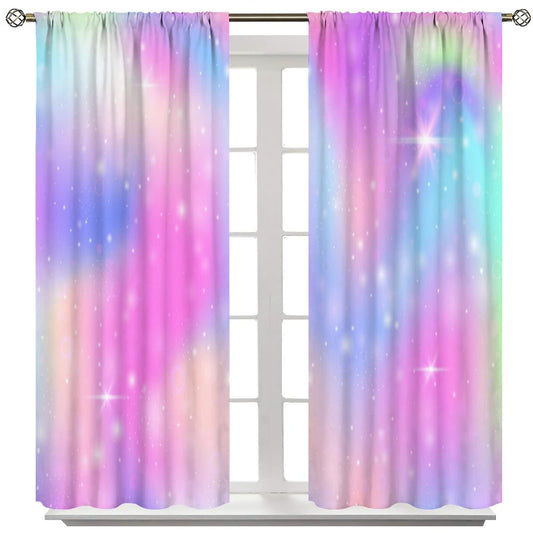 Rainbow Curtain Colorful Tie Dye Pastel Curtains Room Decor for Children Girls Room Living Room Bedroom Blackout Rod Pocket Printed Window Drapes 2 Panel 42x45in