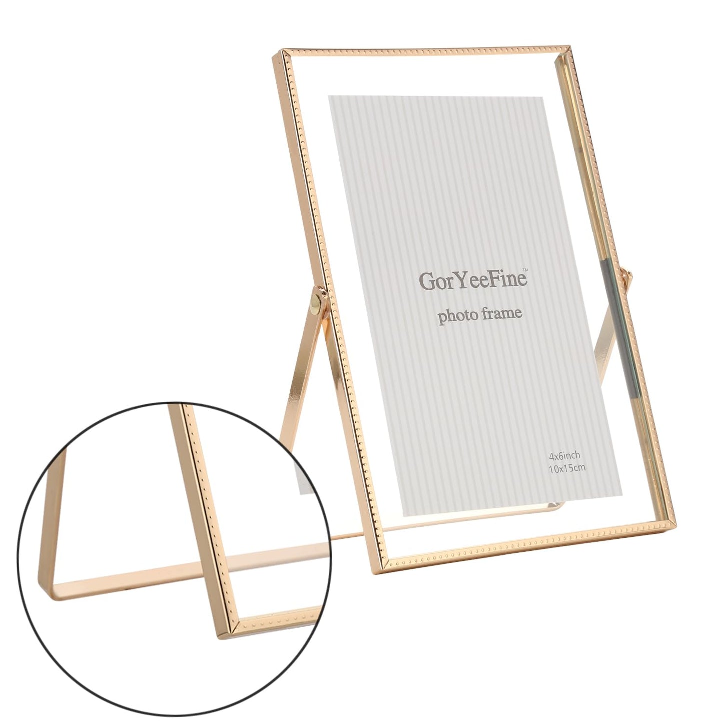Gold 5x7'' Floating Frame Set of 2, For Photo Sizes (3.5 x5'', 4x 6'' up to 5x7'' ), Beautiful Metal Lace Edge Frames Adjustable Tabletop/Shelf Photo Frame, Classy Gift Choice for Wedding,