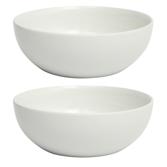 Gibson Home Extra Large Serving Bowls Set of 2-100 oz 10-Inch White Porcelain Salad Bowl Set, Stackable Ceramic Kitchen Bowls, Dishwasher & Microwave Safe