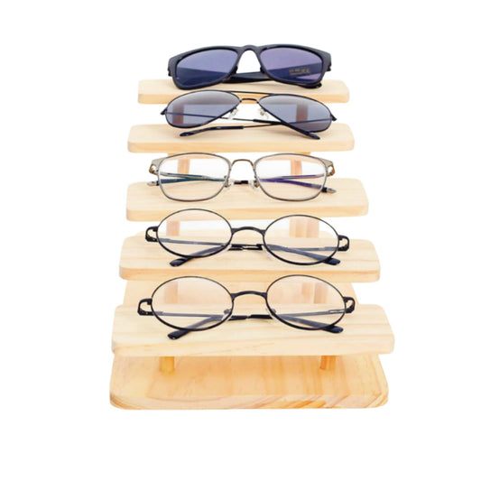 LONG TAO Wooden Display Stand 5-Tier Display Riser Table Display Stand Wooden Glasses Holder Stand Organizer Showcase for Figurines Glasses Jewelry Cosmetics Cupcake Risers