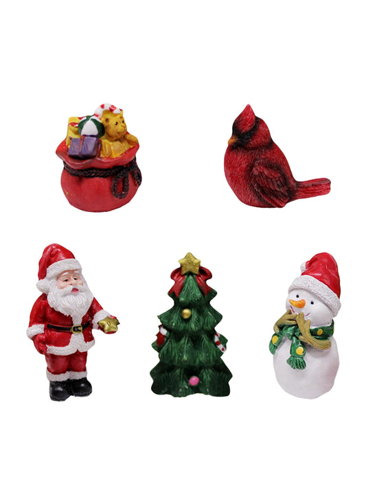 Lamnes Christmas Miniature Figurines, Small Resin Santa Claus Ornaments Christmas Miniature Ornament Resin for Winter New Year Holiday Party Favors Decorations