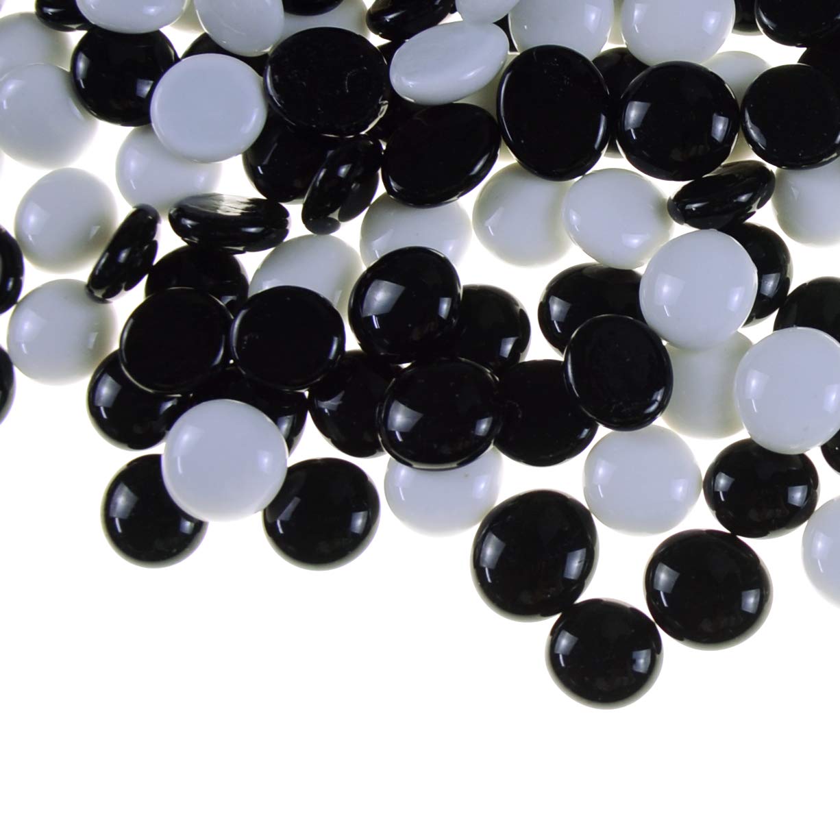 Kissvian Flat Glass Marbles/Gems/Stones/Beads for Home Décor Vase Filler Table Scatter Art Craft Aquarium – 2LB (17-20mm, Approx. 3/4") Black & White