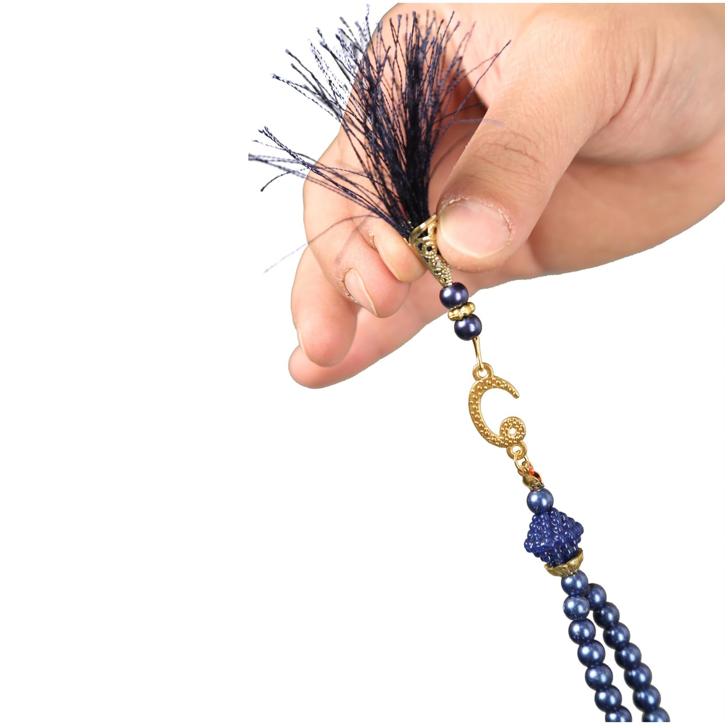 Prayer Mat Rug for Muslim Men, Women or Kids, Portable Praying Mat and Prayer Beads Sets for Islamic Gifts – Muslim Prayer Rug For Ramadan, Umrah, Hajj - Turkish Rug for Meditation and Worship (BLUE)