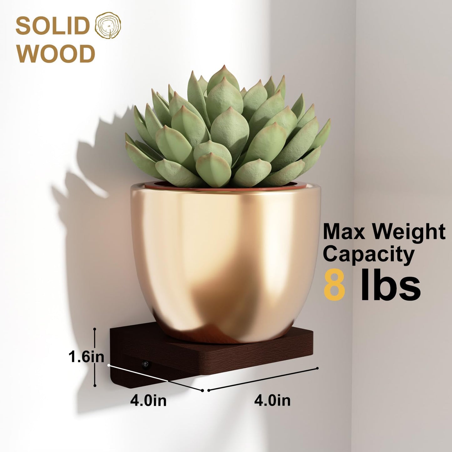 SRIWATANA Small Floating Shelves Wall Mounted, Wood Shelf for Decoration and Storage Set of 4, Mini Display Shelf for Bedroom, Bathroom, Kitchen, Office (Walnut, 4 inch)