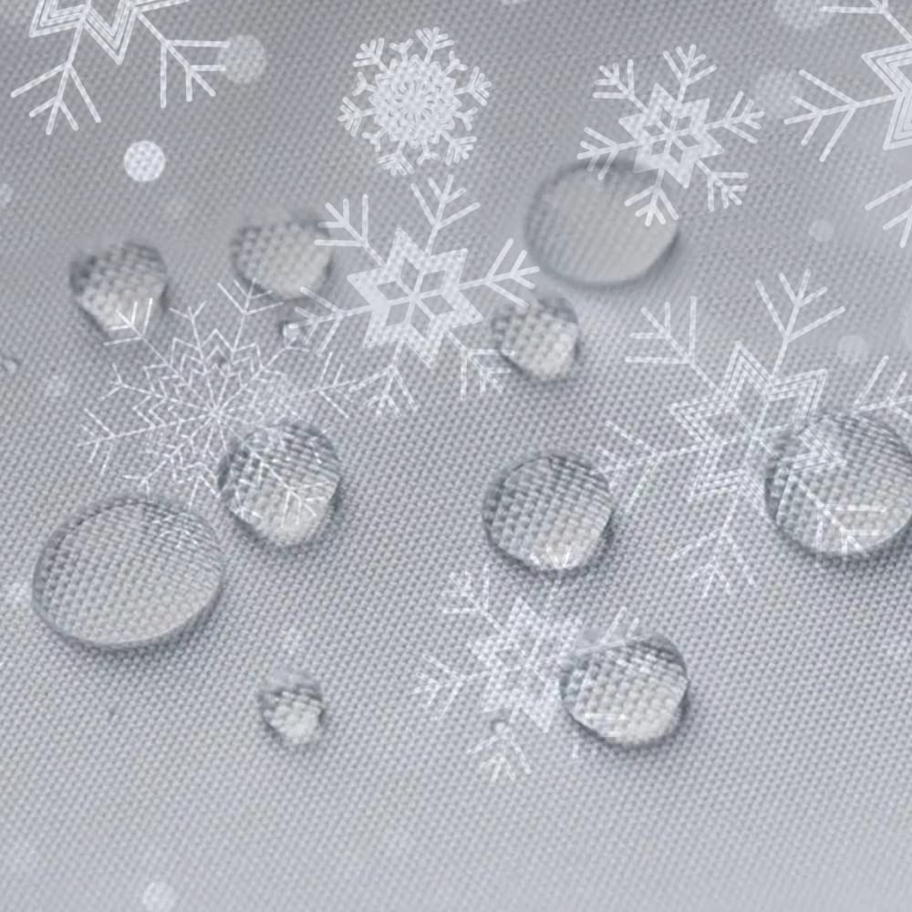 Sanzugh Grey Christmas Shower Curtain, Winter White Gray Silver Snowflake Fabric Shower Curtains Set for Bathroom Sparkly Xmas Snow Decoration with Hooks 72 X 72 inch Bath Decor