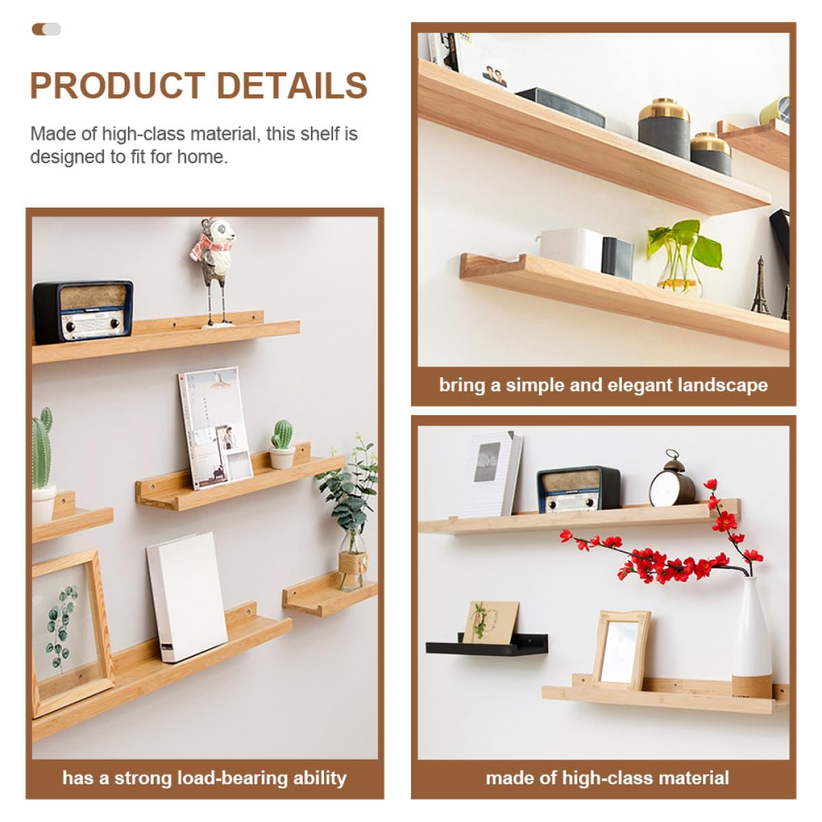 jojofuny Wooden Wall Mounted Shelf 40x14cm Entryway Accessory Sundries Storage Rack Floating Wall Shelf for Living Room Home Organization